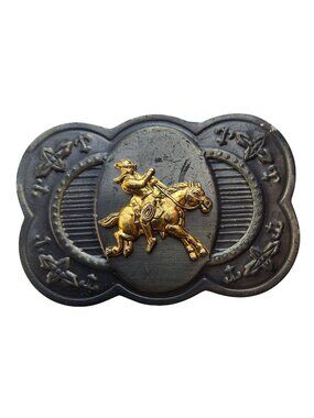 Vintage Cowboy Belt Buckle Running Horse Western Wear Distressed Country Rodeo